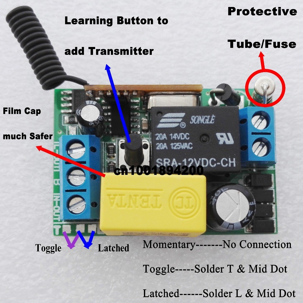 AC 220V 1 CH Relay Mini Receiver 10A Remote Switch Input AC220V Output AC220V Wireless Switch