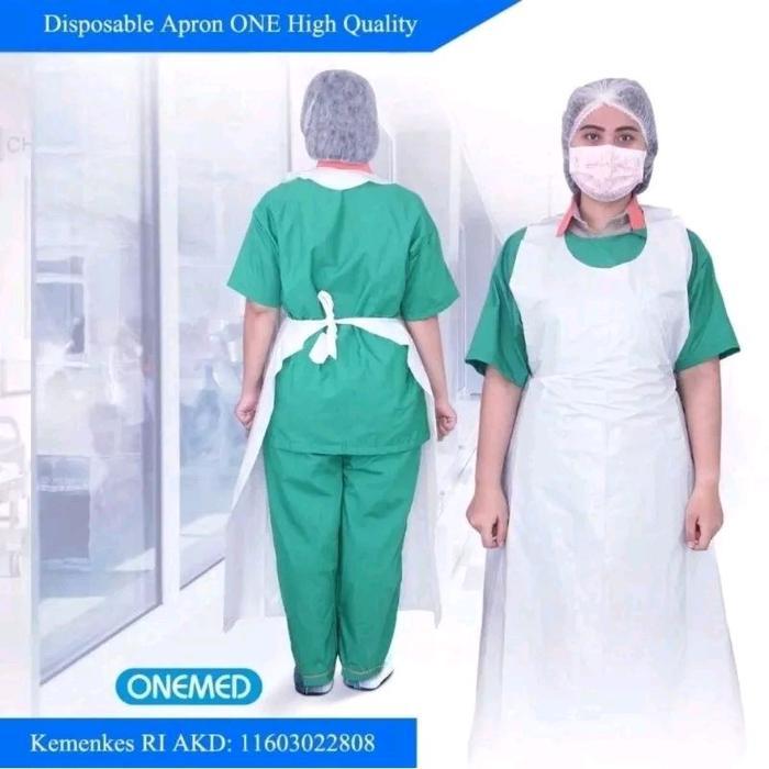 Apron Medis Plastik Onemed Box Isi 50Pcs Apron Medis Serbaguna Celemek Medis Plastik Terbaik