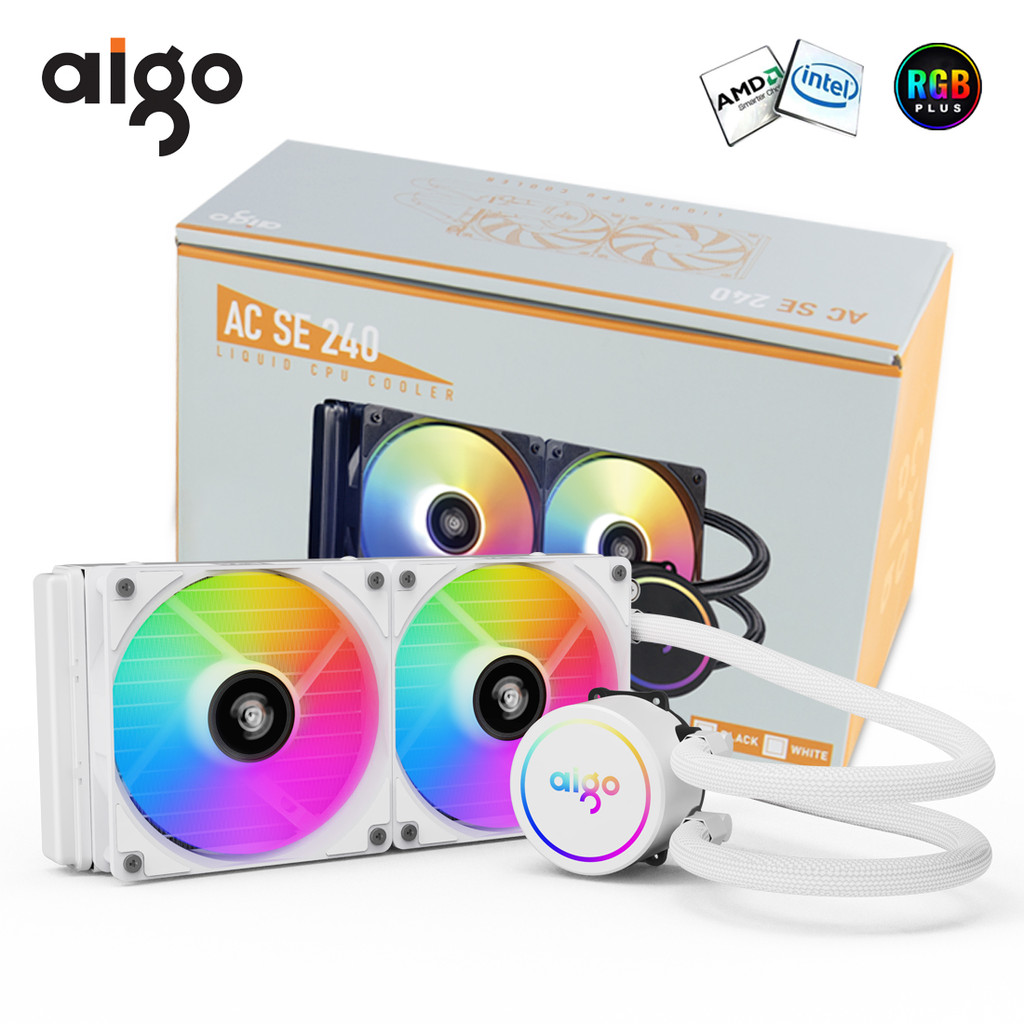Aigo White Water Cooling CPU Cooler computer RGB Water Cooler Heatsink Integrated CPU Cooling Fan Ra