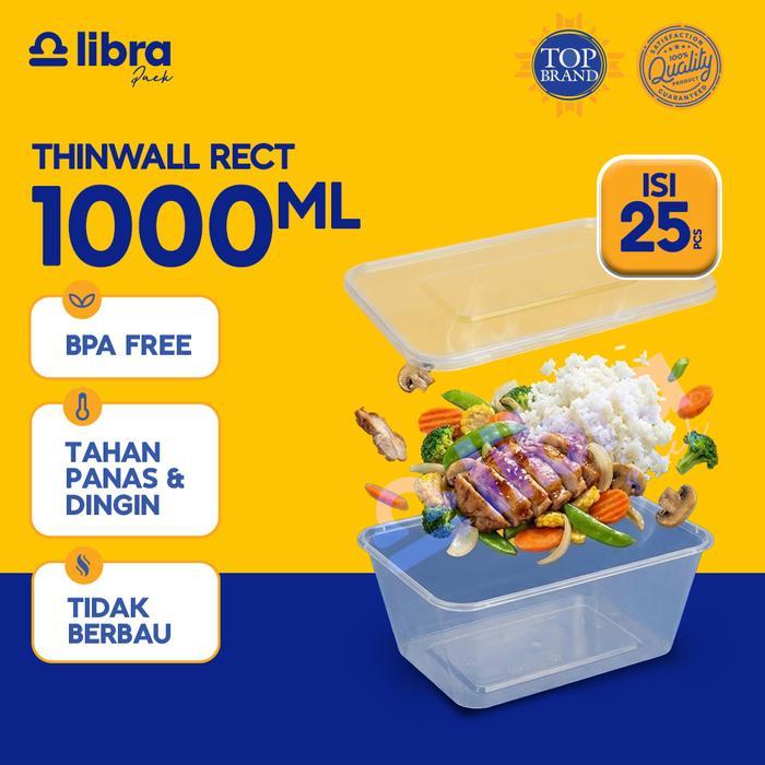 25 Pcs- Thinwall Rectangle 1000ml Kotak Makan Box Nasi Plastik Thinwall / Thinwall Murah