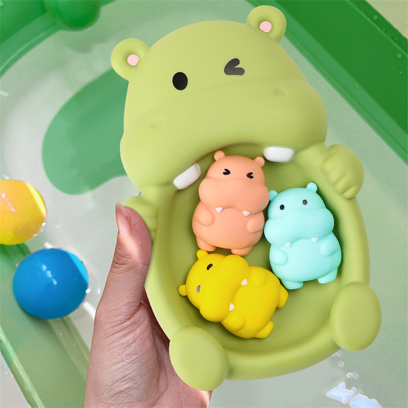 Seals Family Baby Bath Toy Set Silicone Kid Bathtub Toy For Baby Bath Bathroom Toys Parent-Child