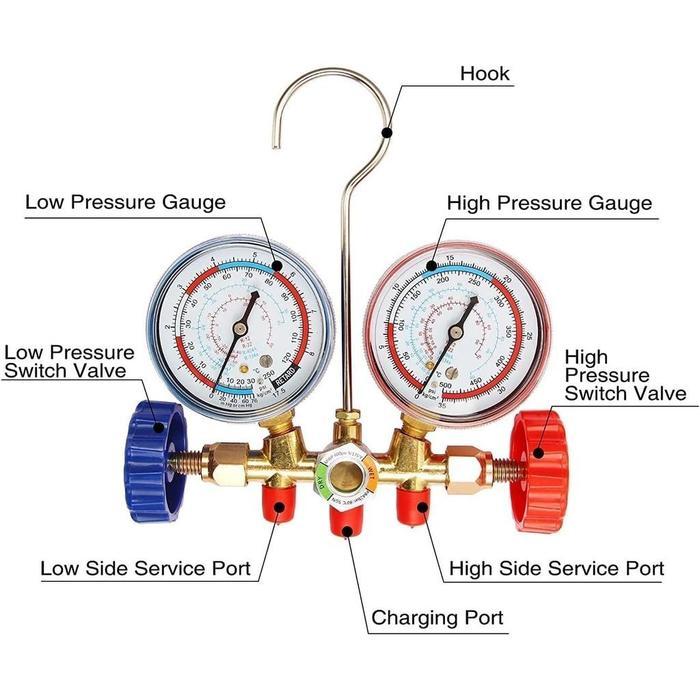 1 Set Alat Pengisian Freon Kulkas Brass Double Manifold Multi One Cool Pengisian Freon Ac Mobil Ac