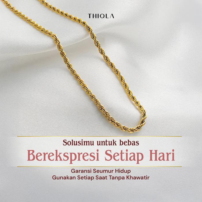 THIQLA - Kalung Rantai Tambang HURRIYAH - Kalung Panjang Wanita Mirip Kalung Juntai Emas Asli -