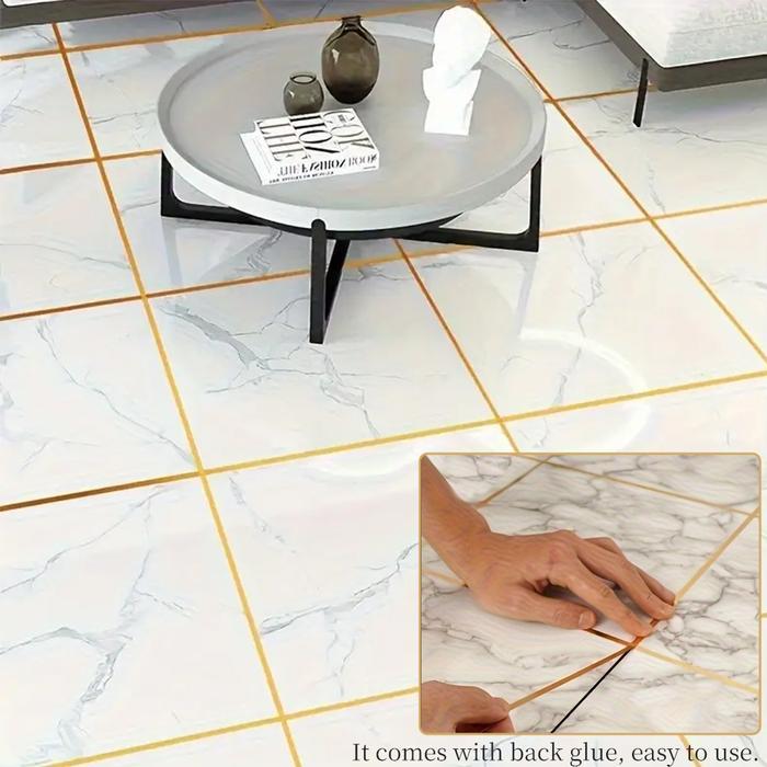 COD Gulungan Sticker Gold Sticker List Gold Plat Strip Dinding Lantai Stiker Pembatas Nat Keramik