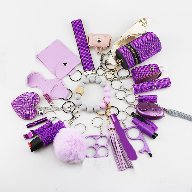 Keychains Set for Women Anit-Wolf Protection 20PCS Bead Keychain Bracelet Full Set Self Protection