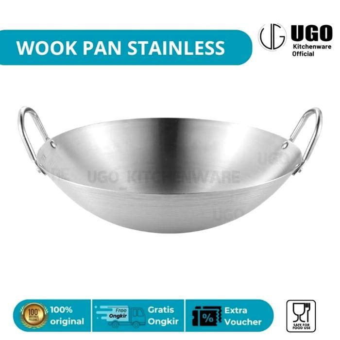 WOOK KUALI WAJAN STAINLESS WAJAN KUALI PENGGORENGAN STAINLESS STEEL ANTI LENGKET