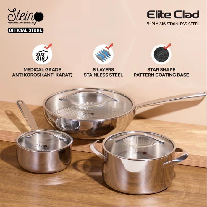 Stein Elite Clad Reguler Set - Stein Panci Set Stainless Steel