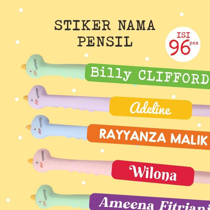 Stiker Nama Anak Waterproof Pensil Pen Crayon Buku Label Nama ATK