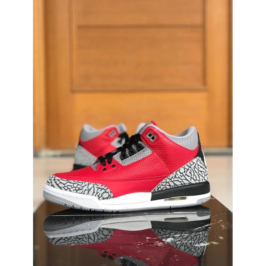 TERLARIS Air Jordan 3 Fire Red Cement Gs & Mens Selamat Berbelanja