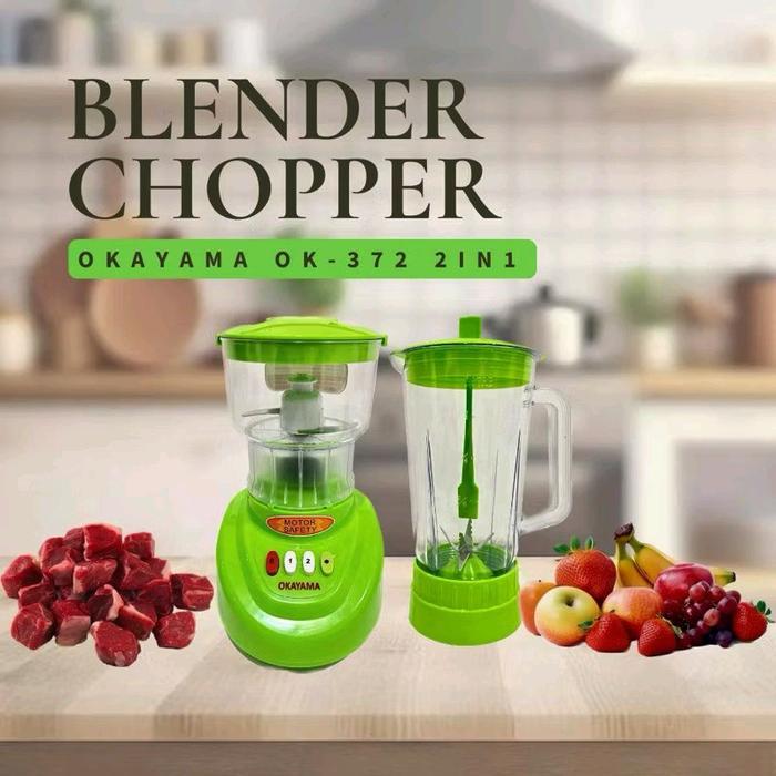 Blender Chopper National Quality Okayama Ok372 Pelumat Dengan penggiling Daging Okayama Blender