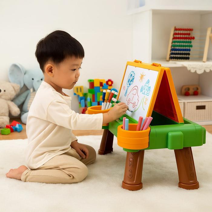 Mainan anak AlatBelajarAnak Papan Tulis Portabel Meja Edukasi Menggambar & Menulis Bahan Plastik -