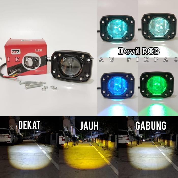 Lampu Tembak LED Bamper Foglamp Mobil 3 INC Laser 30 Watt Cut off Putih Kuning 4 Kabel