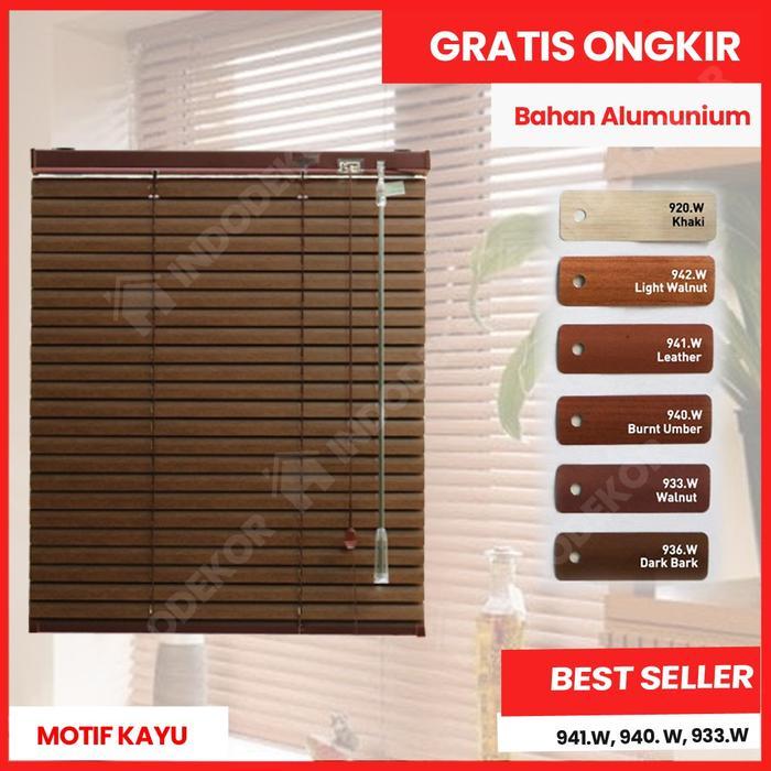 Horizontal Blinds Motif Kayu - Venetian Blind - Gorden Tirai Alumunium