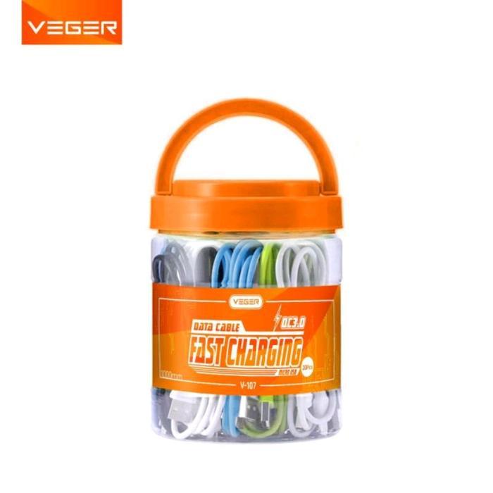 VEGER V-107 (1 toples isi 20pcs) / kabel data VEGER V-107 for micro usb 1meter fast quick charging