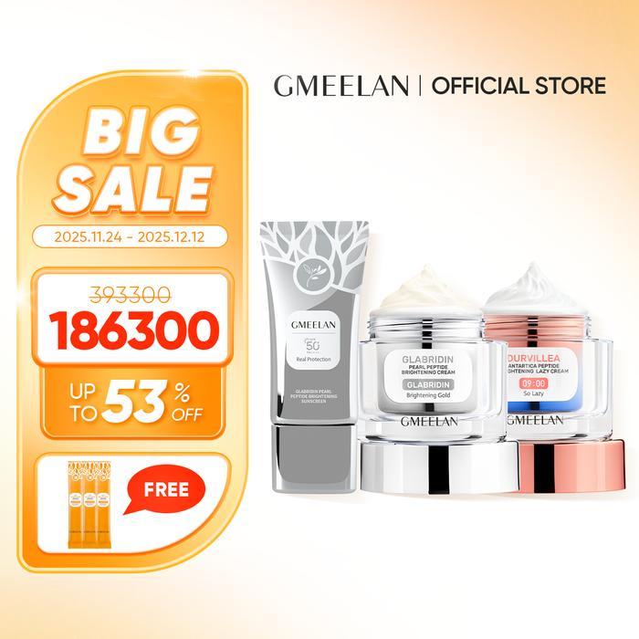 GMEELAN 3PCS Glabridin Pearl Peptide Brightening Sunscreen SPF50+ PA++++ 30g + Glabridin Pearl
