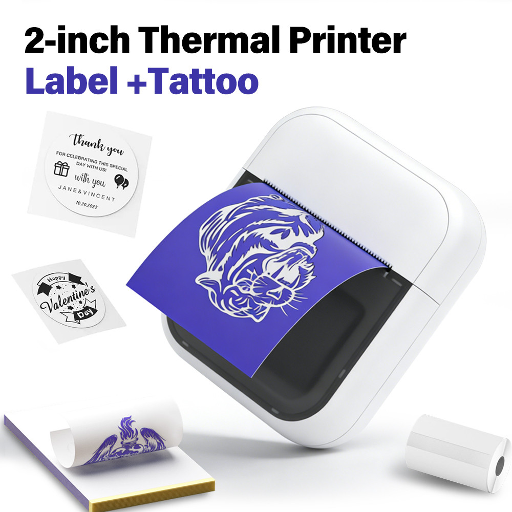 Portable Mini Thermal Label Printer Mini Tattoo Printer Inkless Bluetooth Self-adhesive Sticker