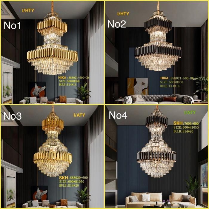 Lampu gantung kristal minimalis dekorasi ruang tamu Bulat Kotak