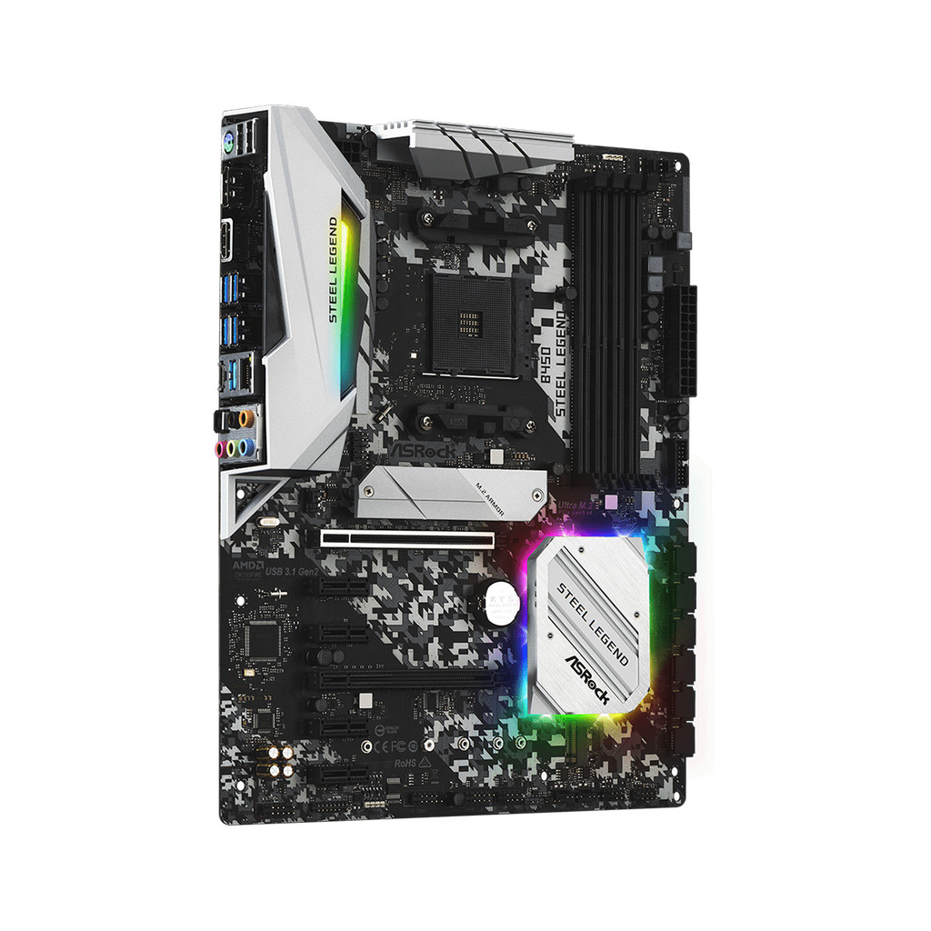 ASROCK B450 STEEL LEGEND Motherboard AMD B450 AMD DDR4 AM4 128GB M.2 support Ryzen 7 5800 Ryzen 5