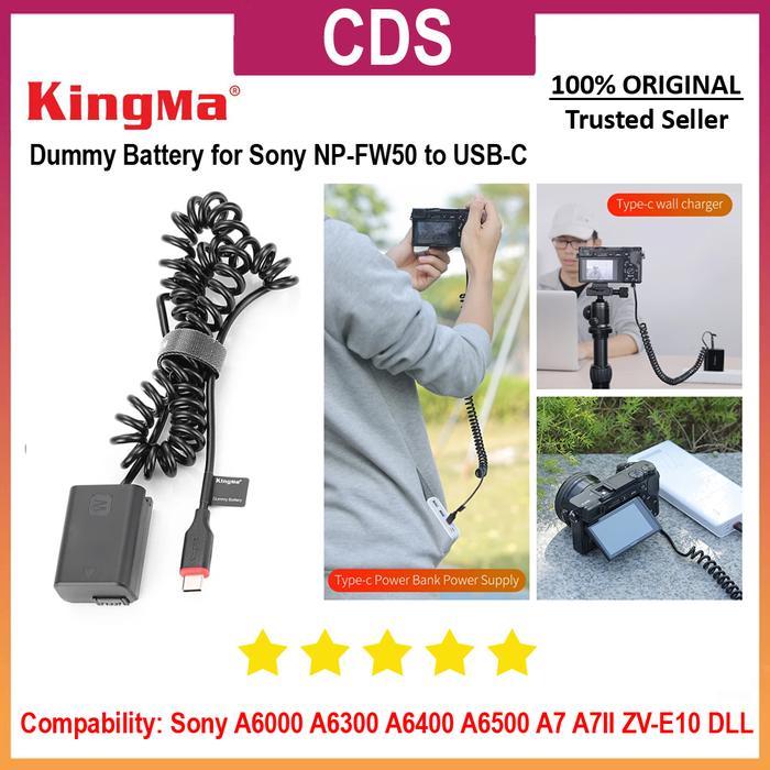 Kingma Dummy Battery to USB-C DR-FW50 for Replace Sony Mirrorless battery NP-FW50 - Battery Kamera