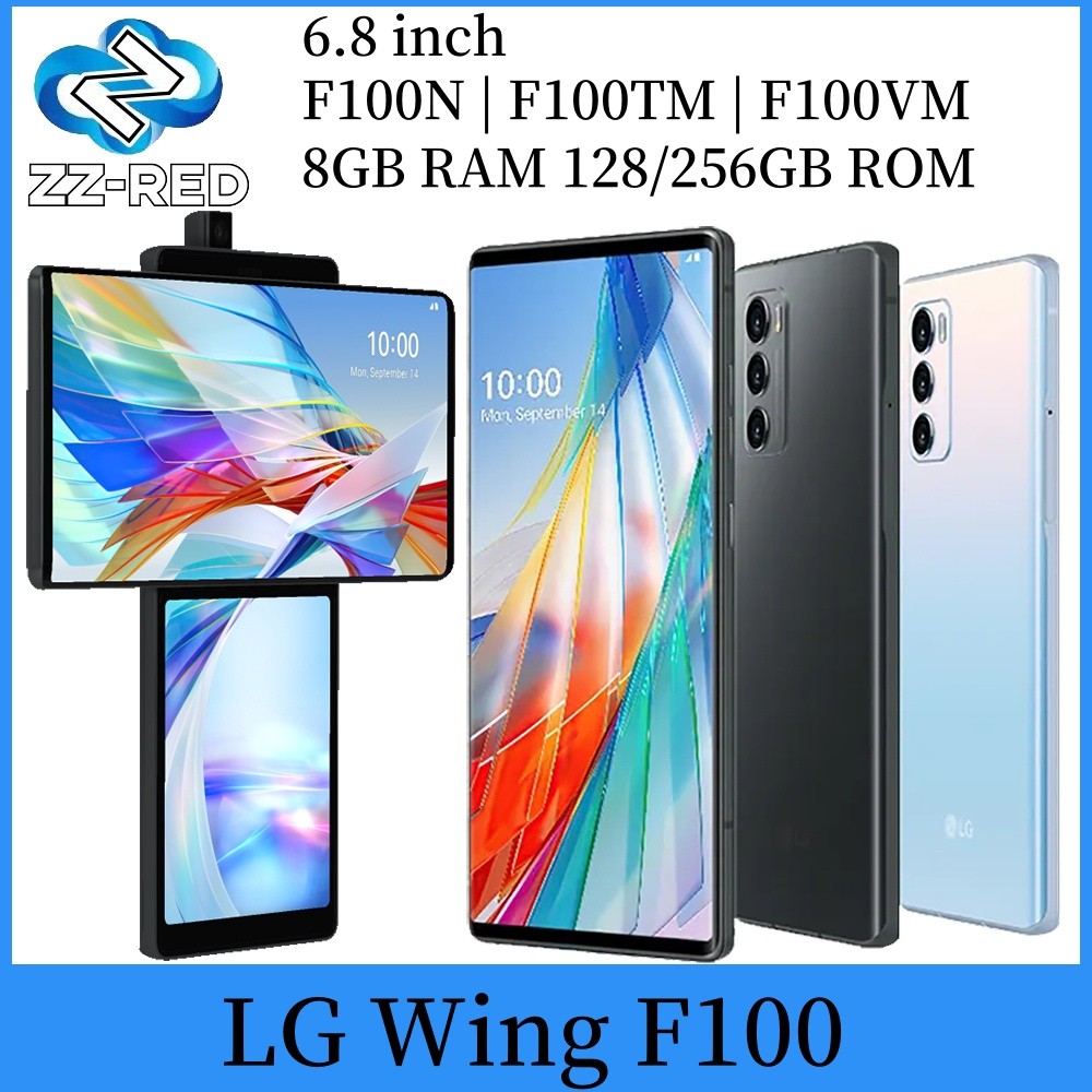 LG Wing F100 Original Unlocked Phone 6.8" 8GB+128GB 256GB Rotating Dual Screen 1/2 Sim In-Screen