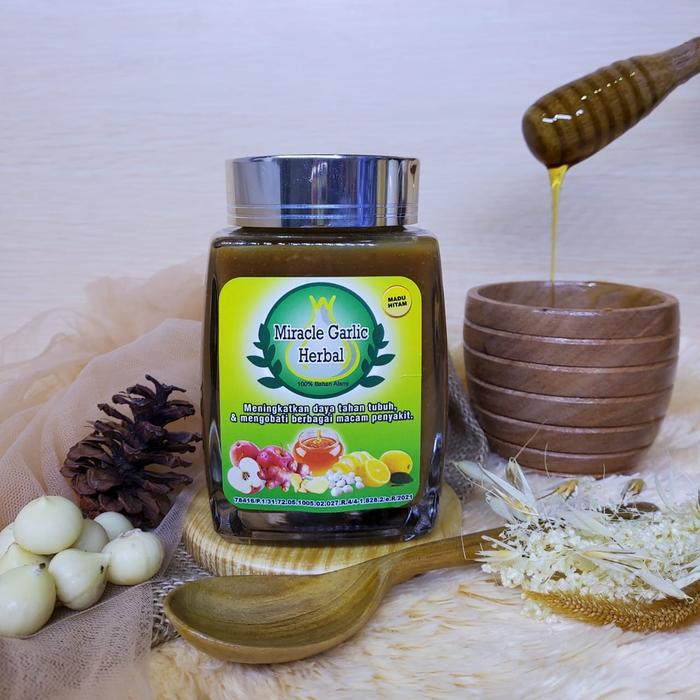 4 BOTOL MIRACLE GARLIC HERBAL MADU HITAM _ MIRACLE HERBAL JANTUNG