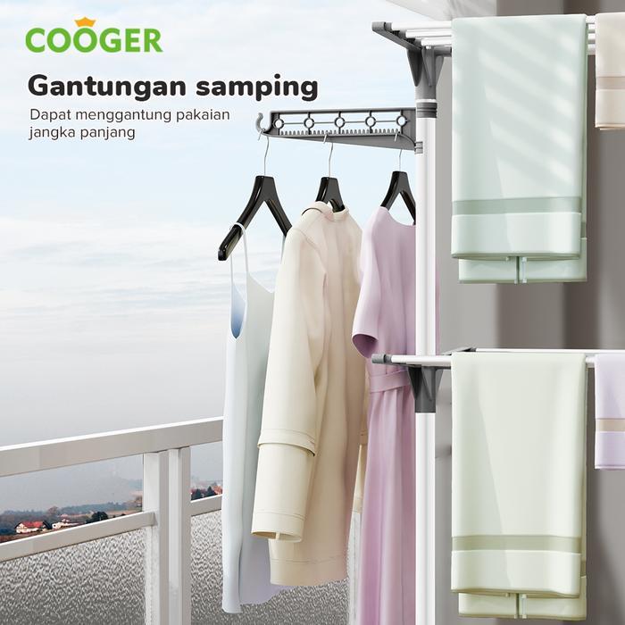[Cod] Cooger Rak Jemuran Aluminium Untuk Handuk Baju 4 Susun Besi Pakaian Pipa Jemuran Besi Pakaian