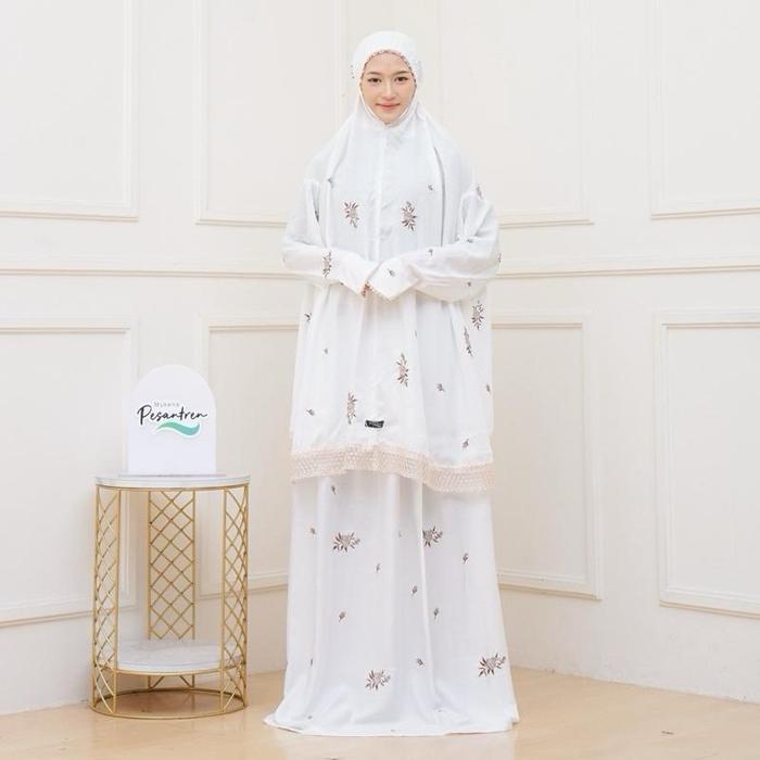 Mukena Potongan Berlengan Rayon / Mukena Ikhrom Umroh Bordir Dandelion Mukena Yang Ada Tangannya