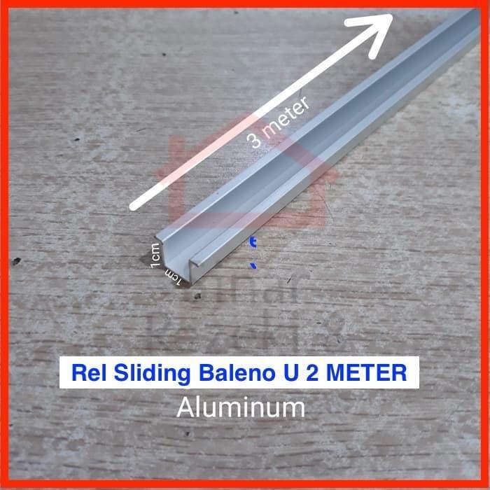 Rel Pintu Lemari Sliding U / Geser Aluminium 2 Meter .