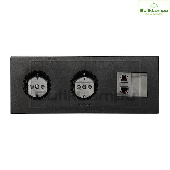 Stop Kontak CP Double + Stop Kontak Universal Panasonic Style Hitam