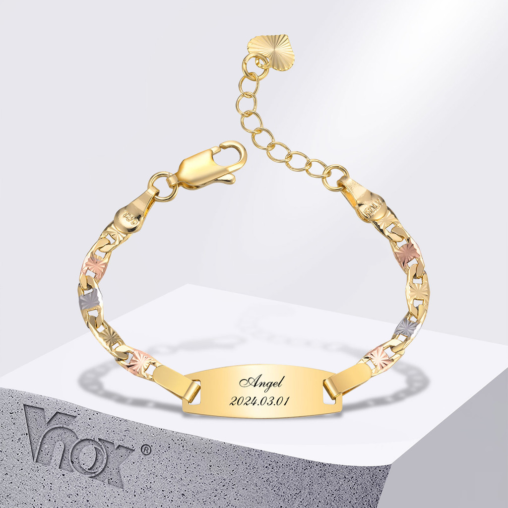 Gelang Bayi Custom dengan Tiga Warna Emas, Cocok untuk Anak Laki-laki dan Perempuan