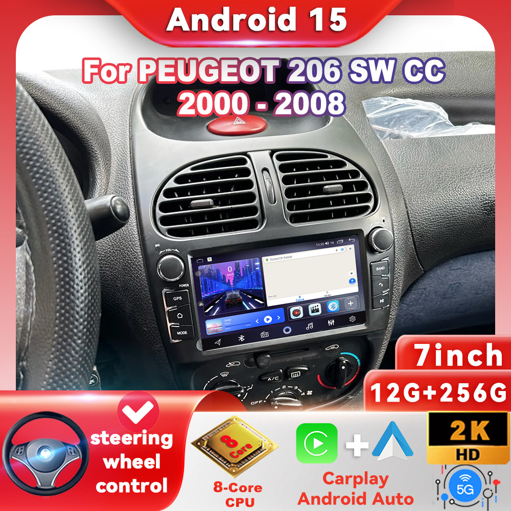 Android15 For PEUGEOT 206 206CC 206SW 2000-2005 2006 2007 2008 Car Radio Multimedia Player
