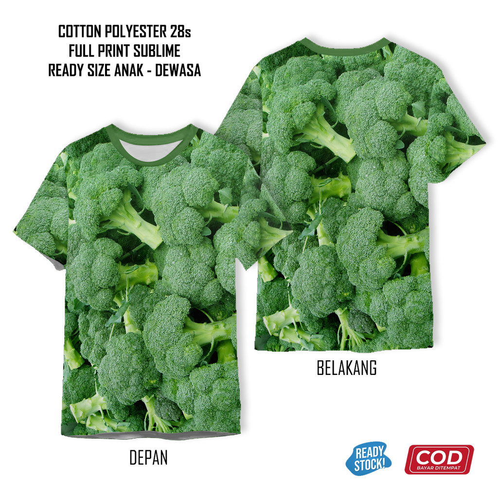 Kaos Sayur Sayuran Daun Dedaunan Model 3 Full Printing Keren | Baju 3D Anak dan Dewasa Unisex - Jack