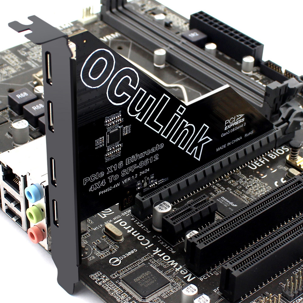 BARU 1 PC PCIe X16 To SFF 8611&8612 Adapter Card PCIE 16x To Oculink SFF-8612 & 861 Adapter PCle4.0 