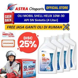 TERLARIS Voucher Oli Mobil Shell Helix 10W-30 (4 Ltr)+ Free Ganti Oli di Tempat BISA GRAB