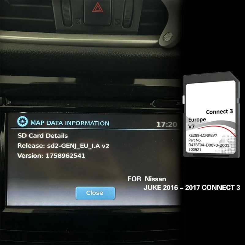 for NIssan JUKE 2016-2017 CONNECT3 V7 Portugal Switzerland Map SD Navigation GPS Card