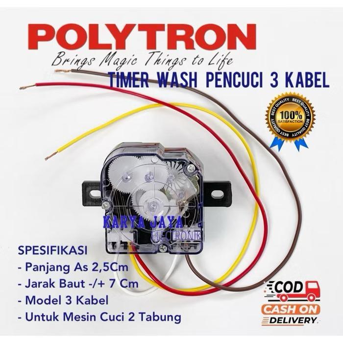 "New" TIMER WASH MESIN CUCI POLYTRON 2 TABUNG 3 KABEL / TIMER MESIN CUCI POLYTRON