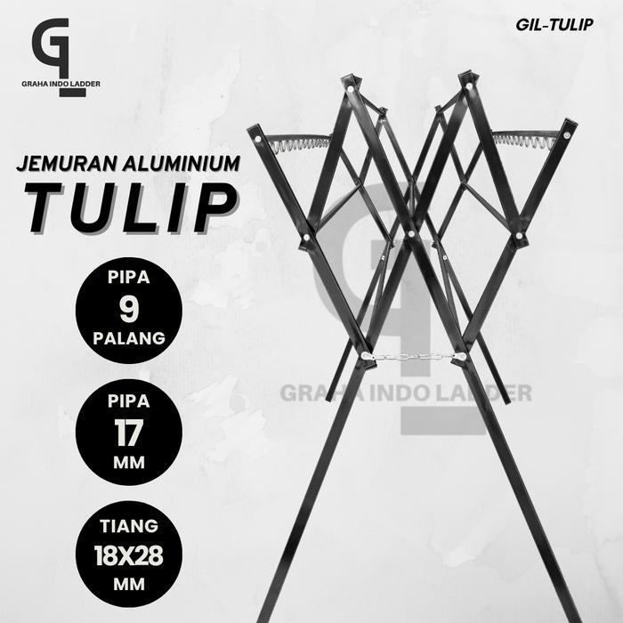 "New" GIL - [TULIP] Jemuran Pakaian Aluminium / Jemuran Baju Lipat / Rak Handuk Bayi Jumbo Besar