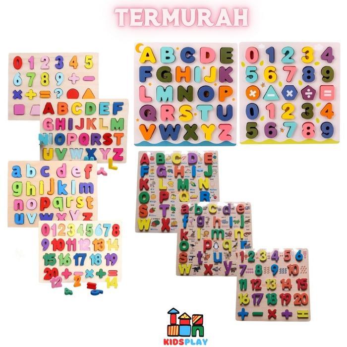 MURAH Chunky Puzzle ABC 123 Chunky Puzzle Print New Puzzle Kayu Pastel