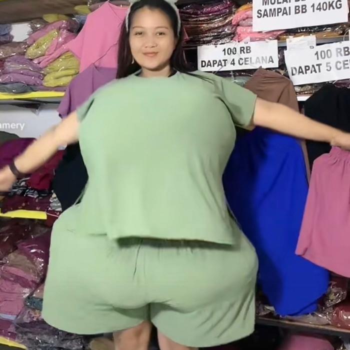 Setelan hotpants jumbo ld 150 Nyaman Pendek Wanita