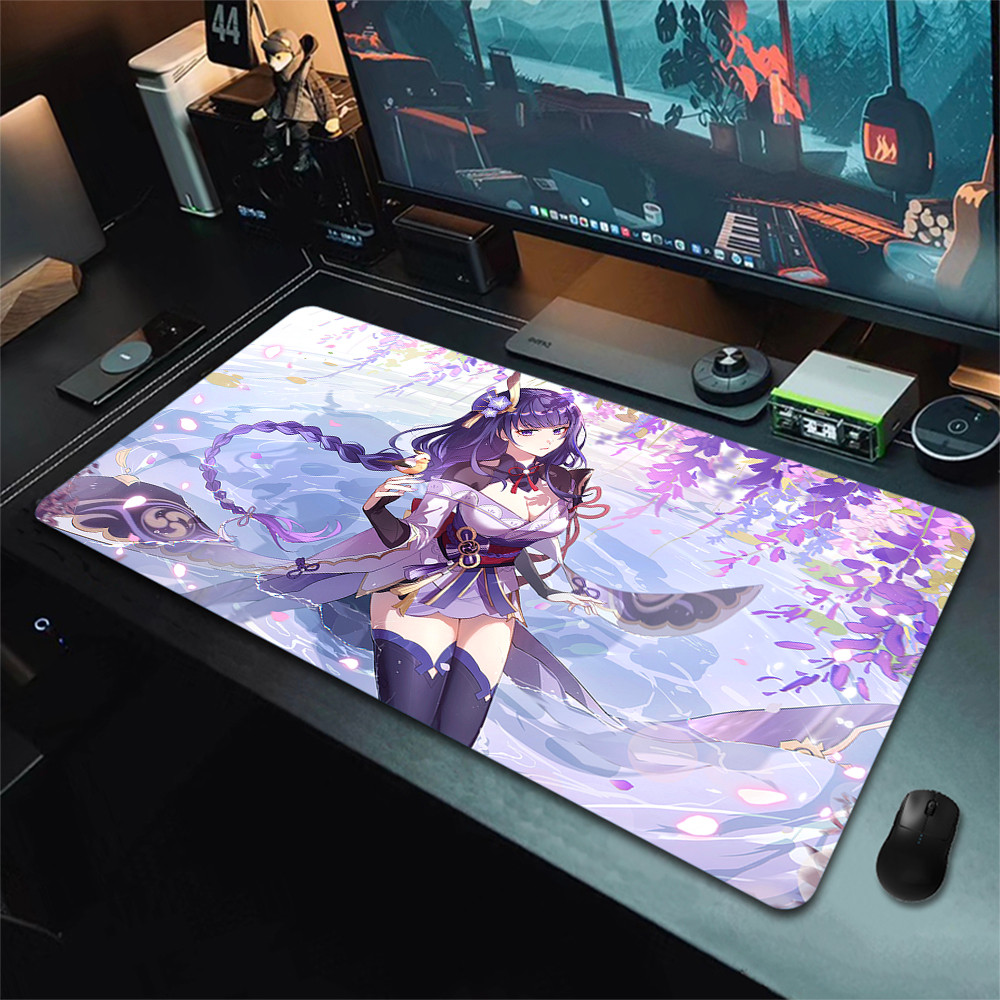 Genshin Impact Raiden Shogun Gaming Mouse Pad 900x400mm Large Mousepad XXL Locking Edge Mouse Mat