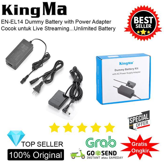 KINGMA DUMMY BATTERY NIKON EN-EL14 - FOR LIVE STREAMING - VLOG & TIMELAPSE - BATERAI COLOK LISTRIK