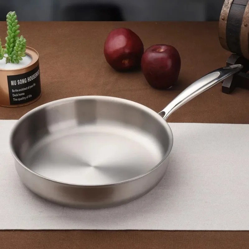 Five-layer Steel Frying Pan 304 Stainless Steel Steak Wok Non-stick Frying Pan Uncoated Stovetop