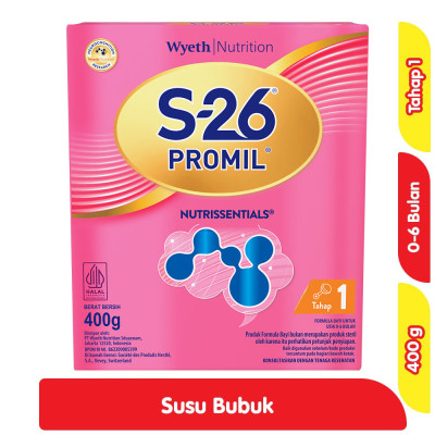 S-26 Promil Tahap 1 Susu Bubuk Formula Bayi 0-6 Bulan 400 g