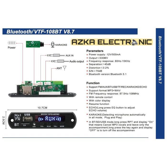 Thebest- Kit Modul Mp3 Bluetooth Plus Karaoke Dan Echo System