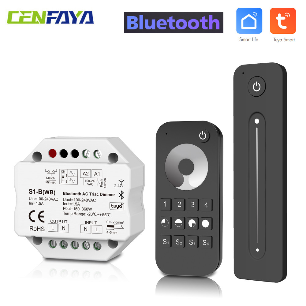 Triac AC Dimmer Light Switch Push Control Brightness Bluetooth Home Smart LED Light Dimmer TUYA