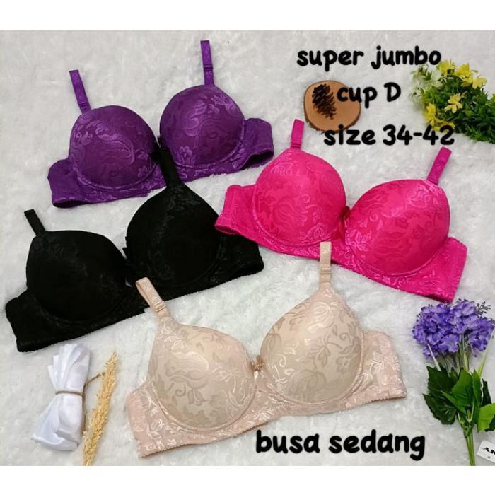 Bra Wanita super Jumbo Kawat Busa Tebal Bagian Bawah Bra Push Up Cup D Big Size 36-44 art D55