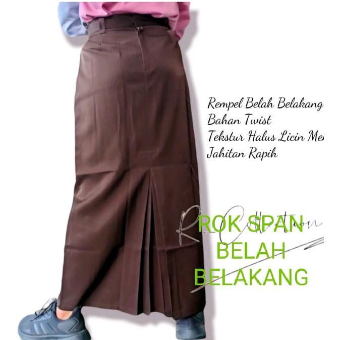 Rok Sekolah Span Belah Belakang Warna Coklat