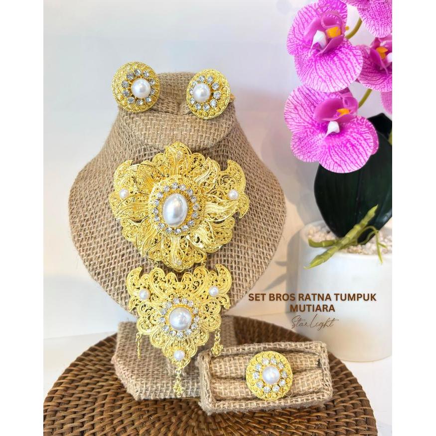 STARLIGHT BALI - Set Bros Ratna Tumpuk model terbaru Emas / bros kondangan / bros alpaka / alpaka