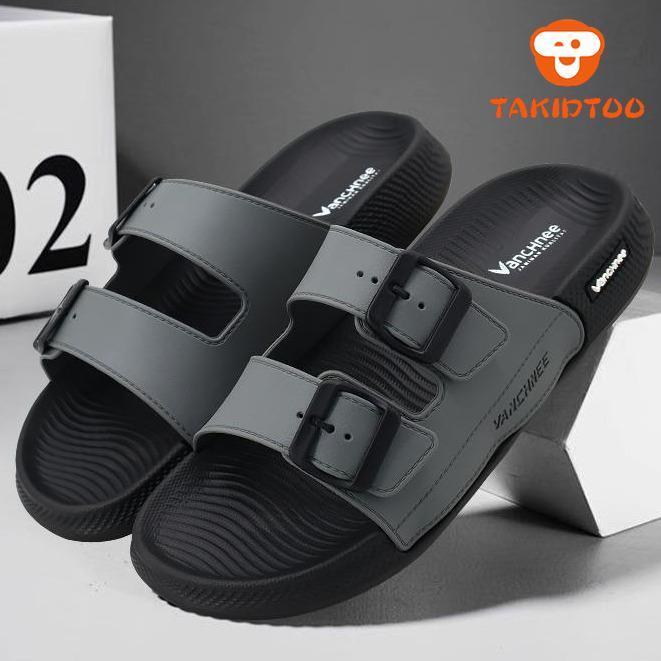 Sale- Takidtoo Sandal Pantai Pria Dua Tali Selop Anti-Selip Karet Sandal Casual Sol Sepatu Pria