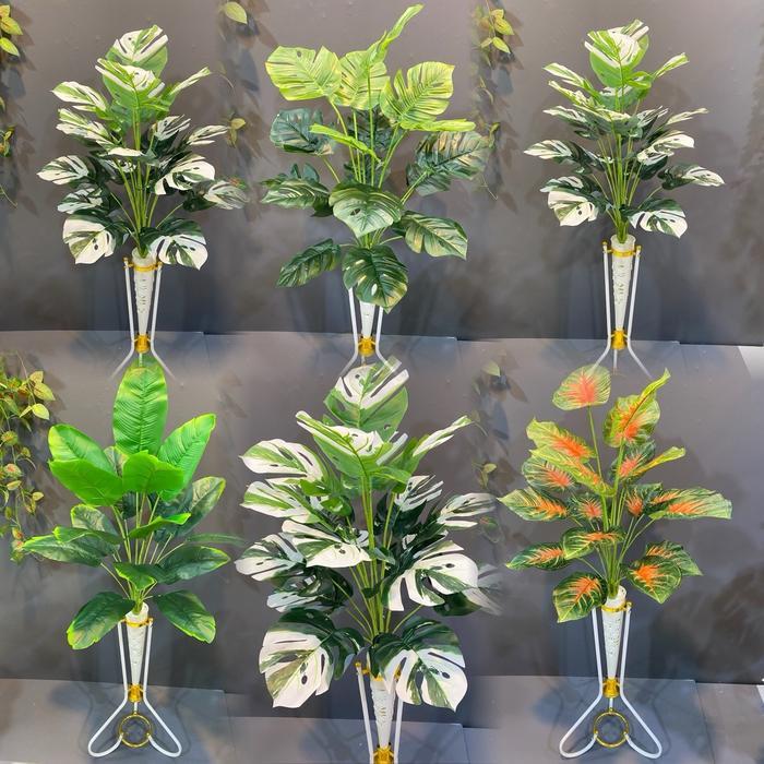 sjy Bunga hias bunga monstera jumbo k18 set pot standing besi